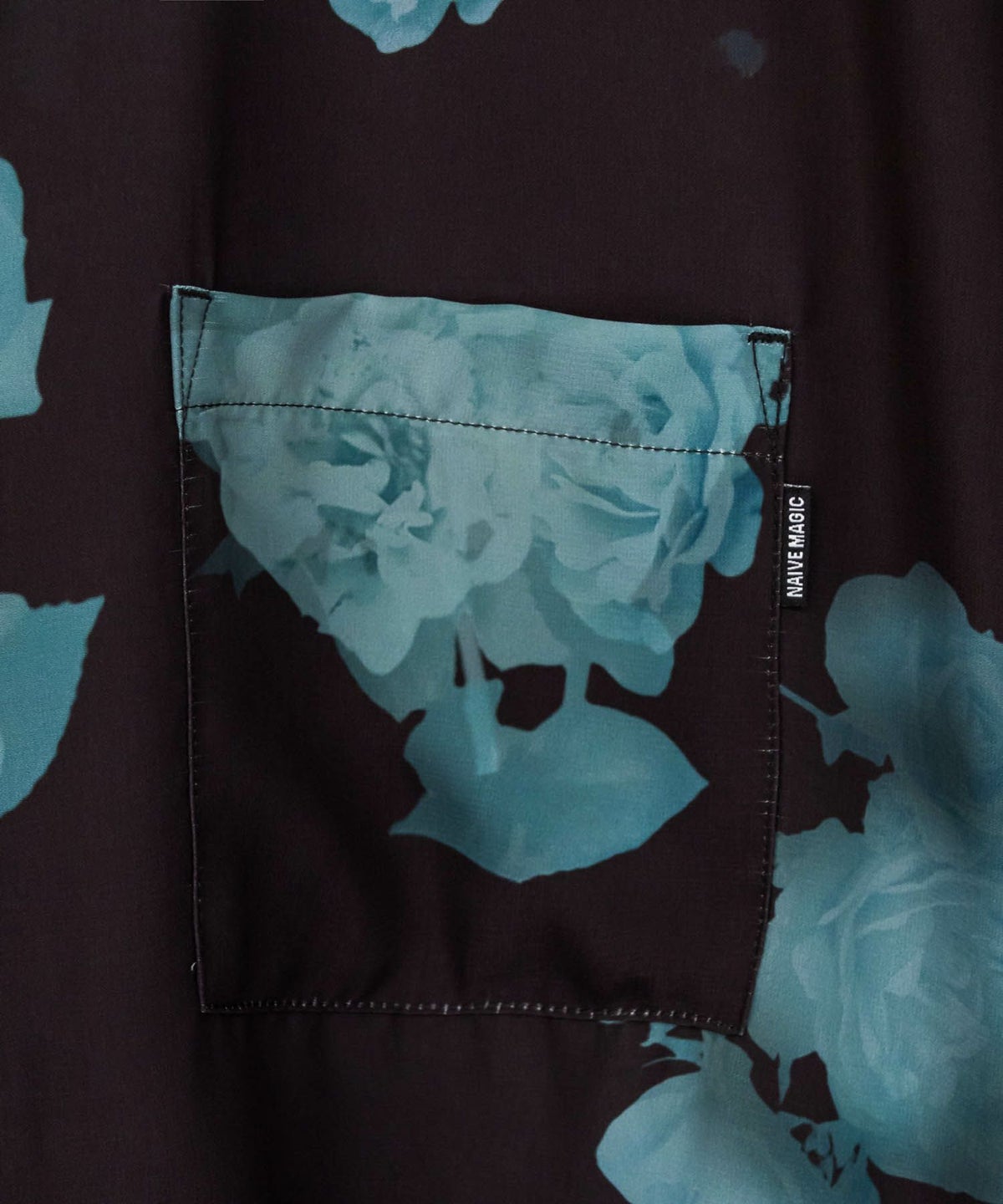 NAIVE MAGIC シルクタッチポリエステル ルーズサイズ総柄半袖シャツ メンズ