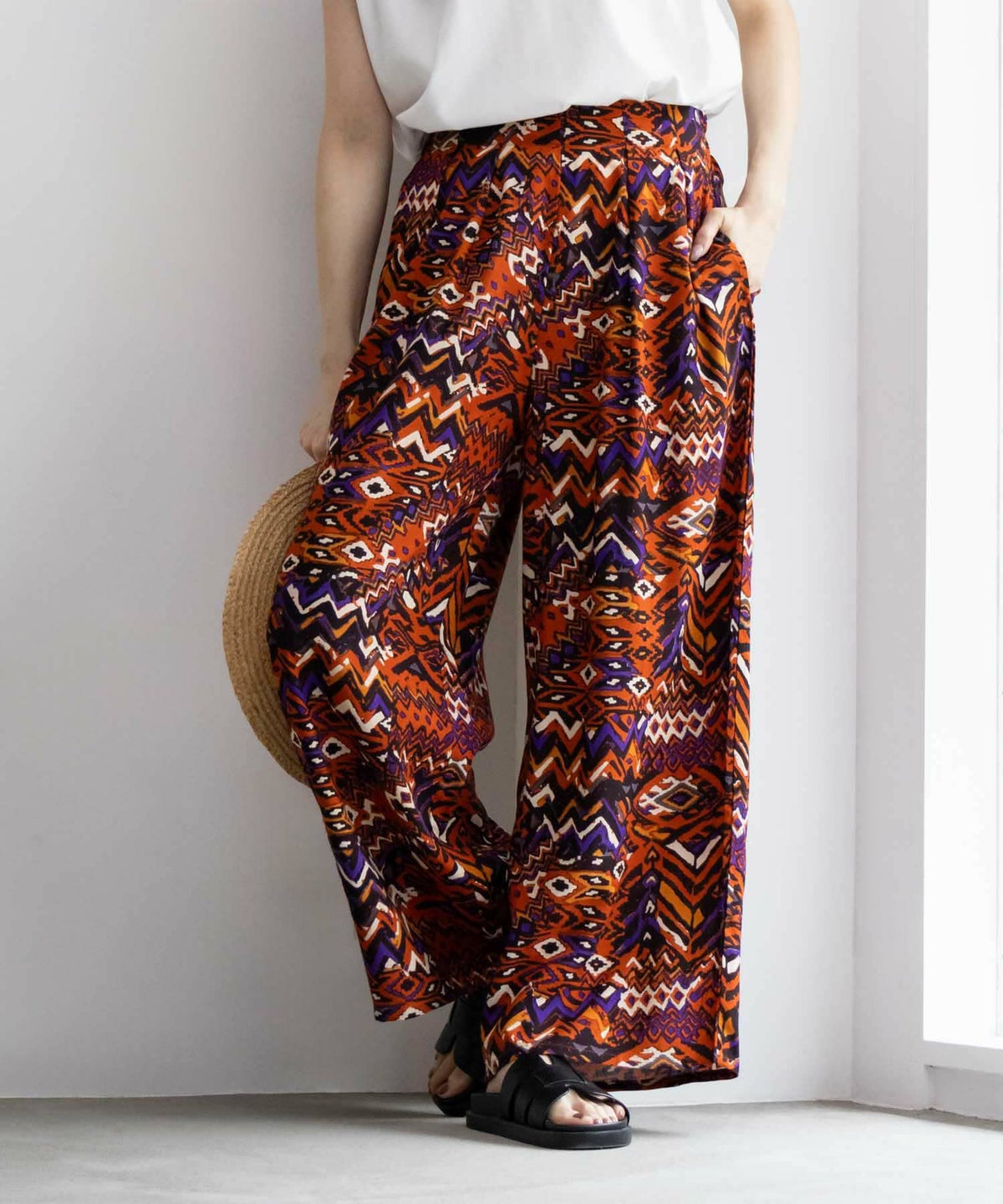 Howdy Marie インドファブリック 総柄ワイドパンツ レディース