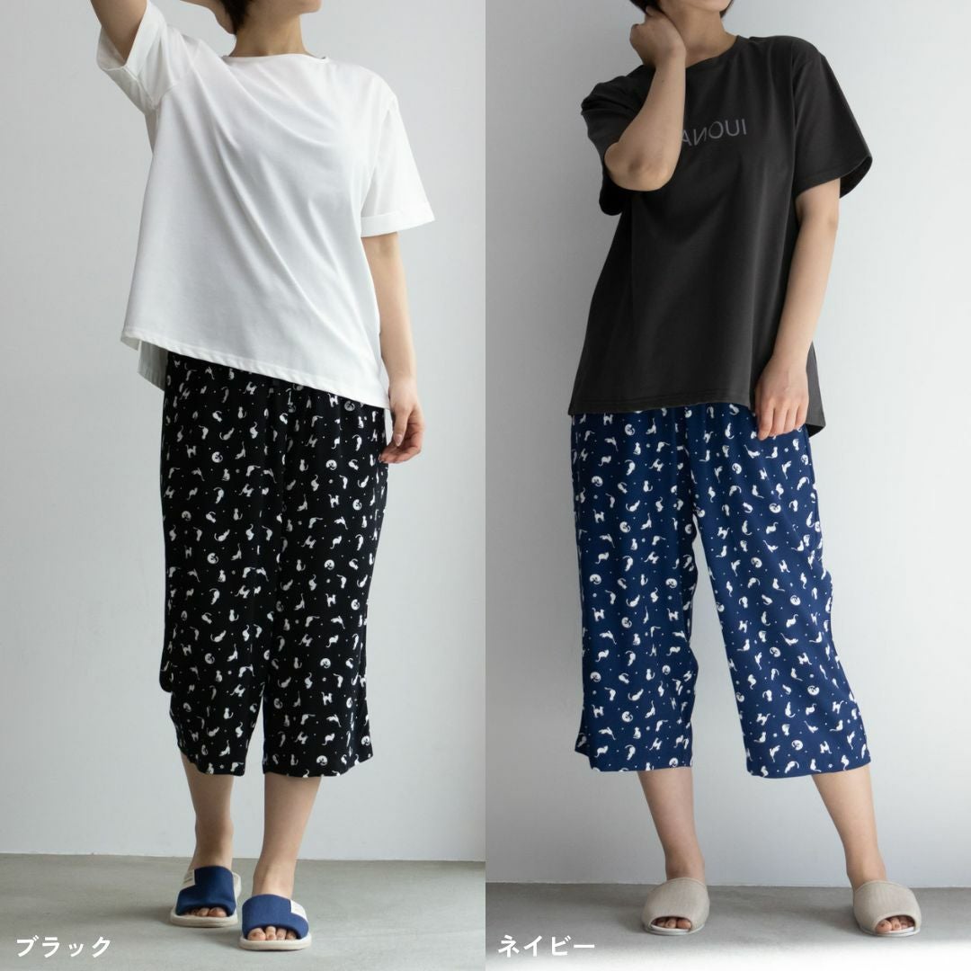 NAVY レーヨンステテコ ネコ柄 レディース