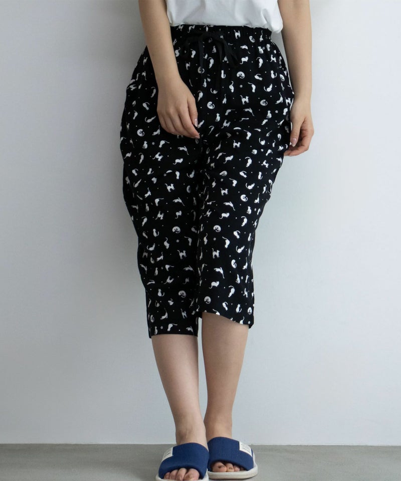 [期間限定価格]NAVY レーヨンステテコ ネコ柄 レディース商品画像-9