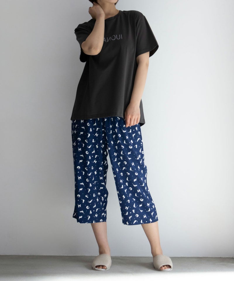 [期間限定価格]NAVY レーヨンステテコ ネコ柄 レディース商品画像-10