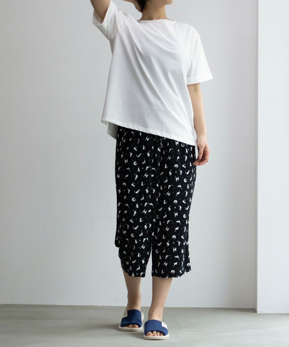 NAVY レーヨンステテコ ネコ柄 レディース