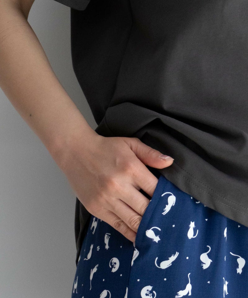 [期間限定価格]NAVY レーヨンステテコ ネコ柄 レディース商品画像-14