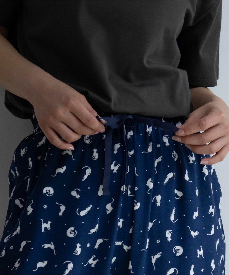 [期間限定価格]NAVY レーヨンステテコ ネコ柄 レディース商品画像-17