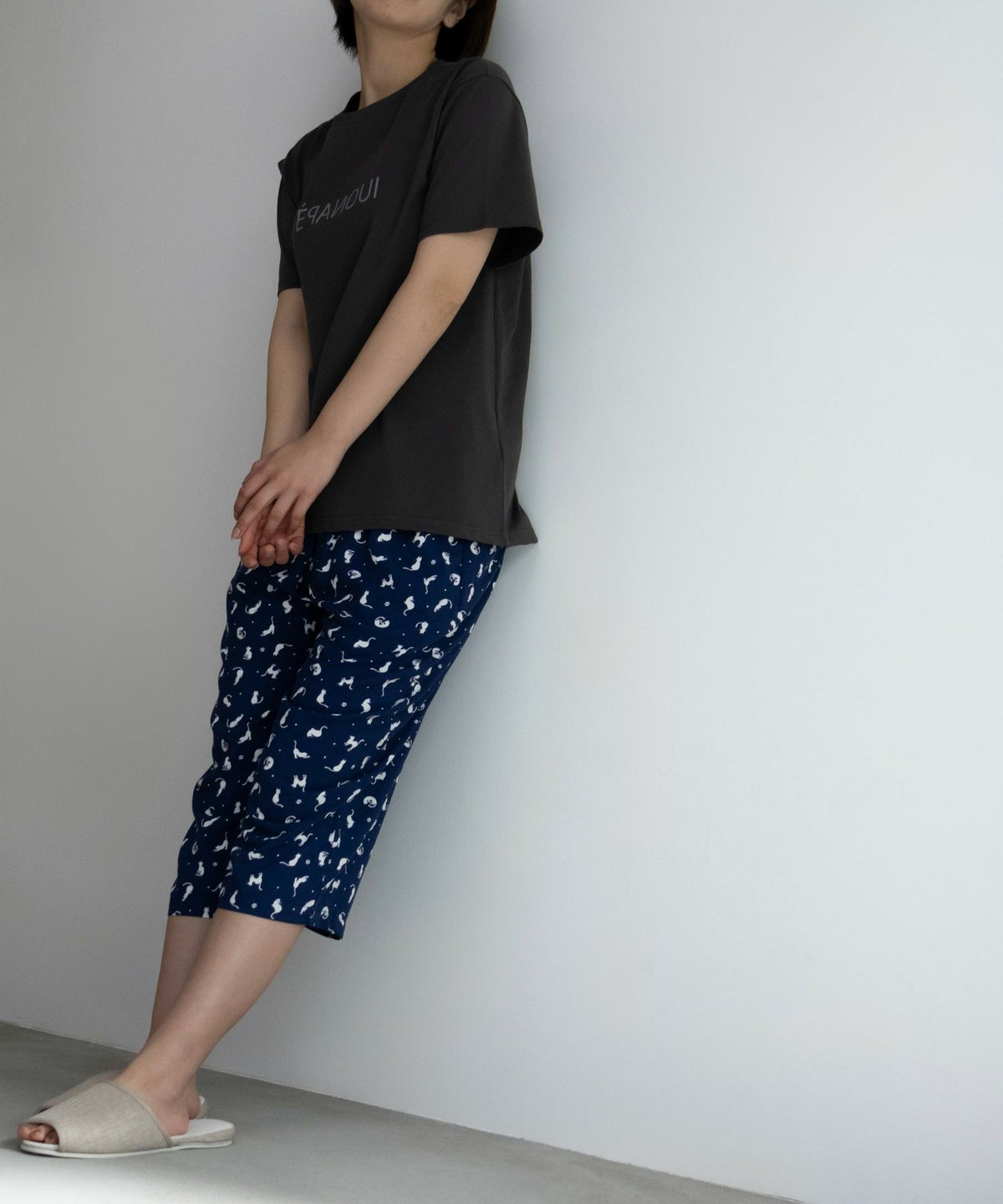 NAVY レーヨンステテコ ネコ柄 レディース