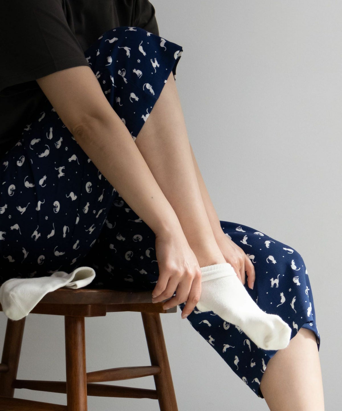 NAVY レーヨンステテコ ネコ柄 レディース