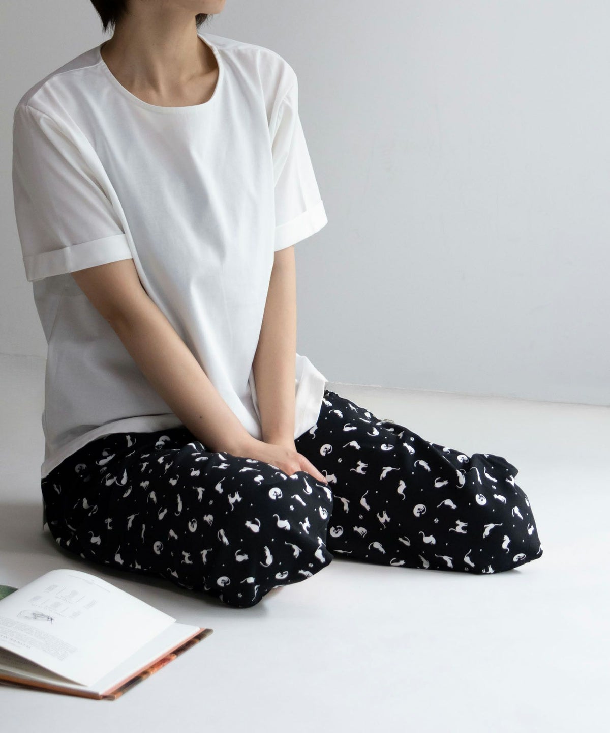 NAVY レーヨンステテコ ネコ柄 レディース