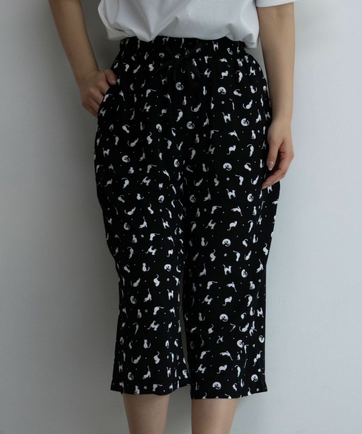 NAVY レーヨンステテコ ネコ柄 レディース