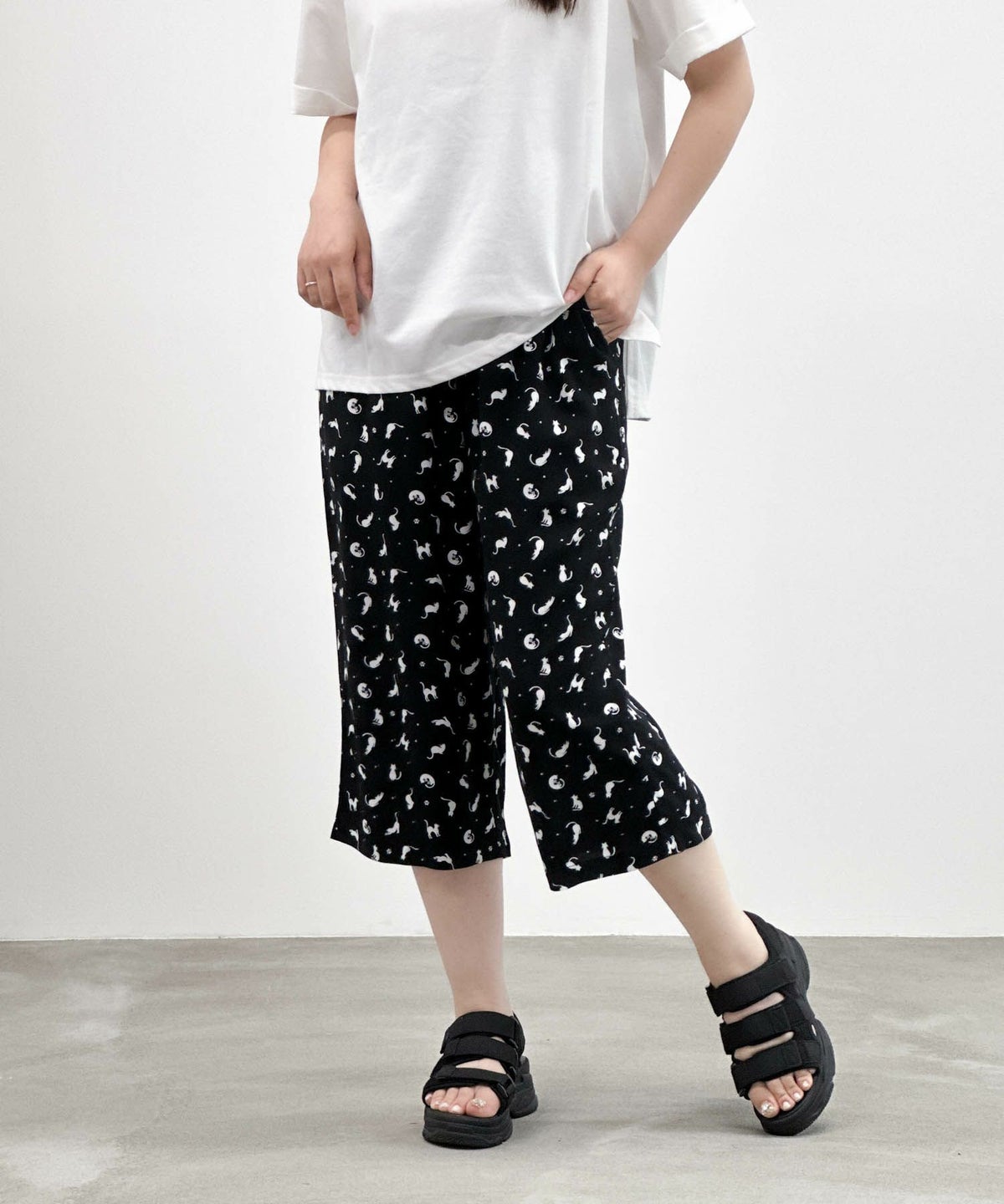 NAVY レーヨンステテコ ネコ柄 レディース