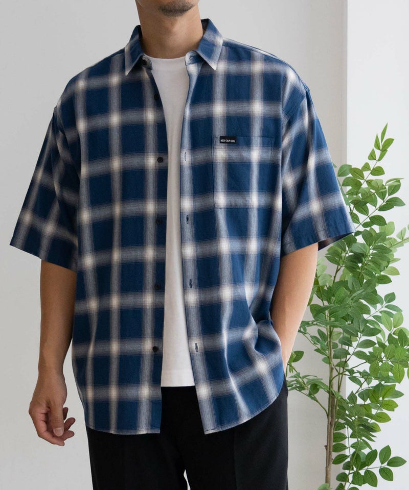 [期間限定価格]【オンラインストア限定】RED CAP GIRL  オンブレーチェックバック刺繍＆プリント半袖シャツ メンズ商品画像-3