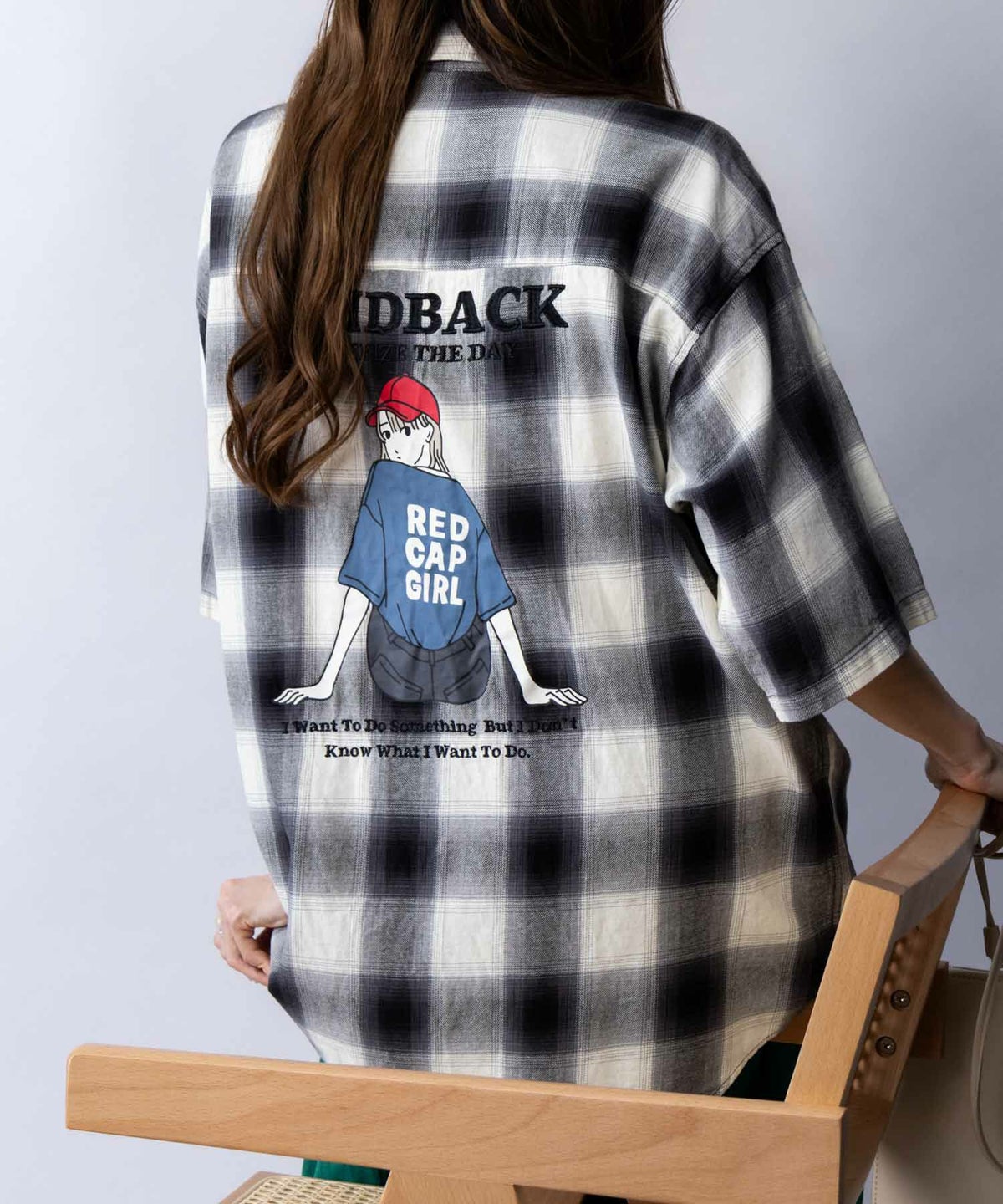 RED CAP GIRL オンブレーチェックバック刺繍＆プリント半袖シャツ メンズ