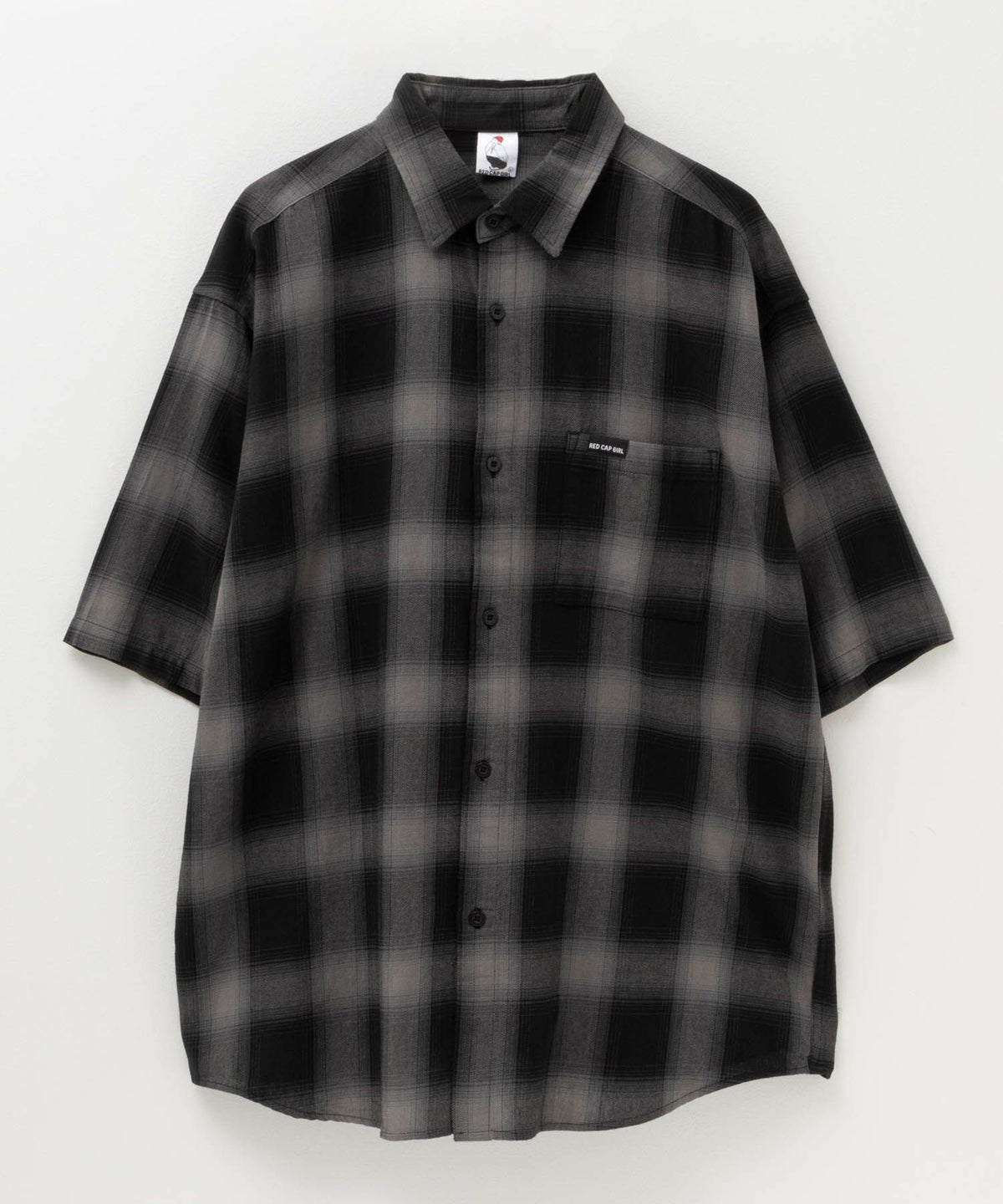 RED CAP GIRL オンブレーチェックバック刺繍＆プリント半袖シャツ メンズ