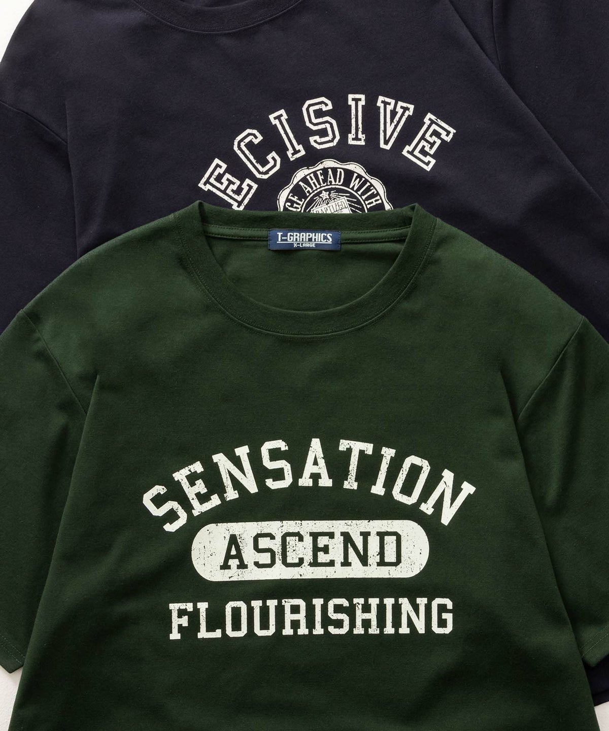 T-GRAPHICS カレッジプリント半袖Tシャツ メンズ ネコポス 対応商品