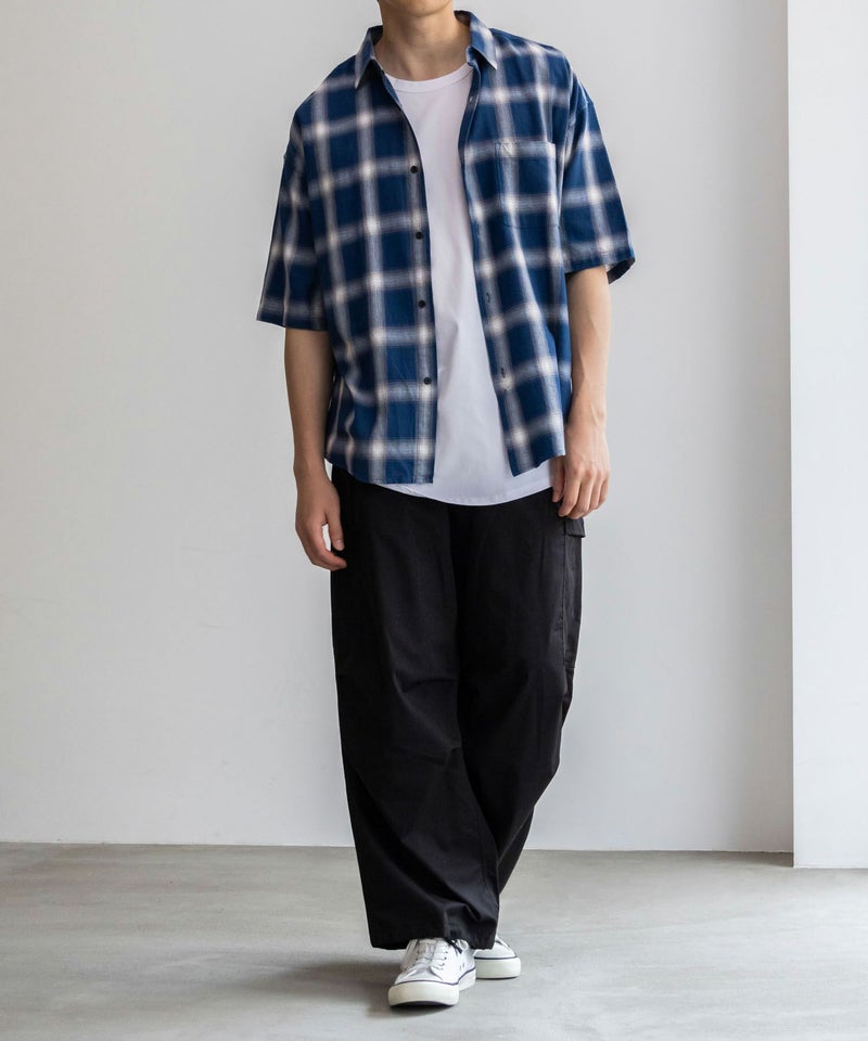 【オンラインストア限定】NAIVE MAGIC  オンブレーチェックルーズサイズ半袖シャツ メンズ商品画像-7