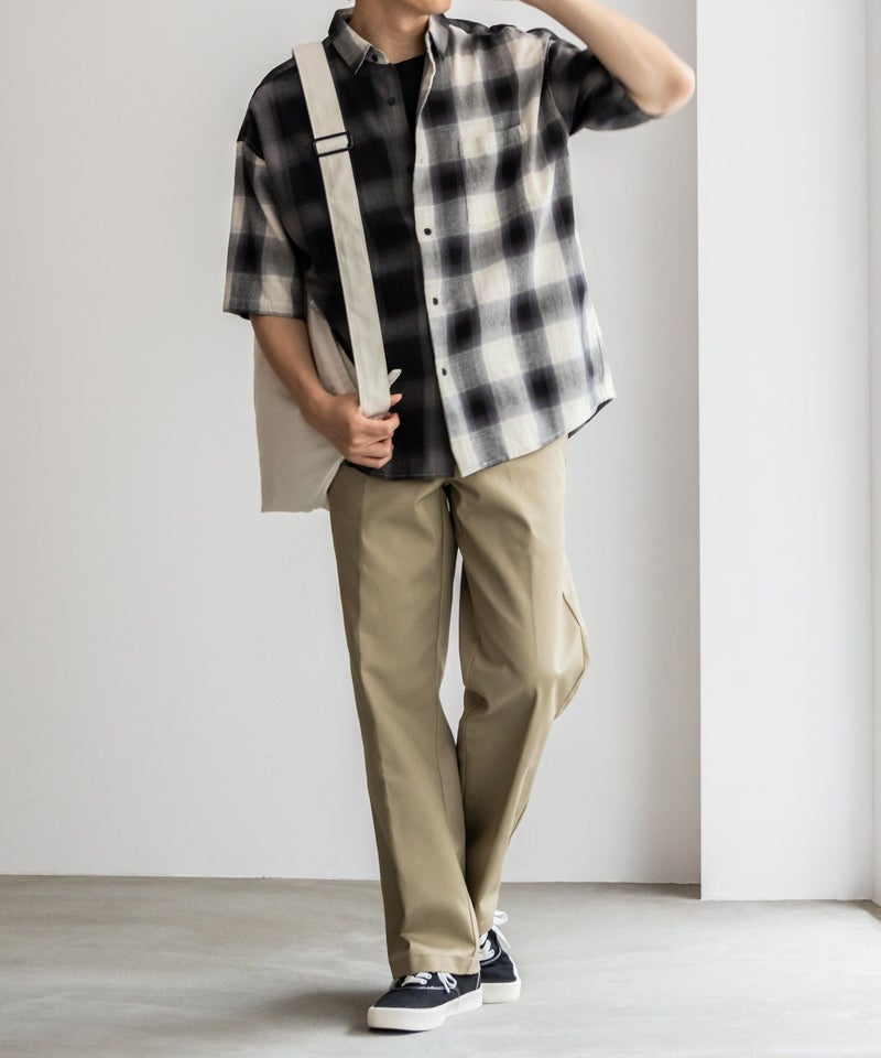 【オンラインストア限定】NAIVE MAGIC オンブレーチェックルーズサイズ半袖シャツ メンズ商品画像-8