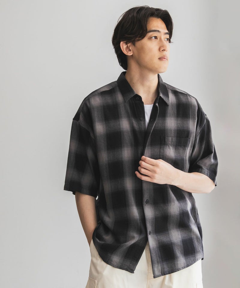 【オンラインストア限定】NAIVE MAGIC  オンブレーチェックルーズサイズ半袖シャツ メンズ商品画像-13