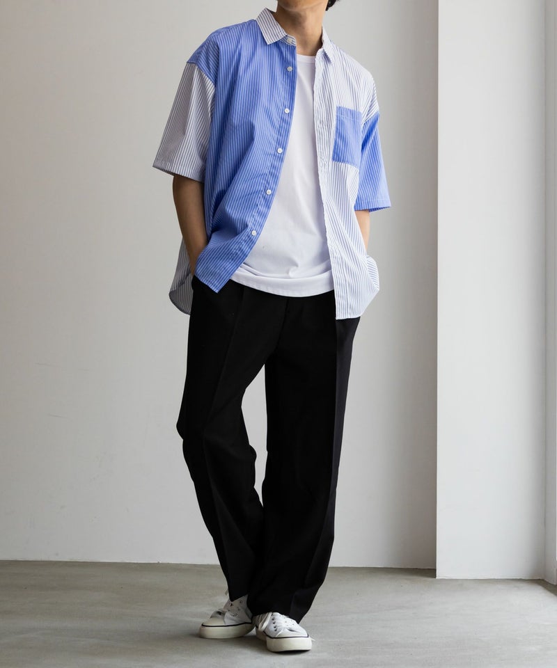 【オンラインストア限定】NAIVE MAGIC ポリエステルブロード ルーズサイズ半袖シャツ メンズ商品画像-6
