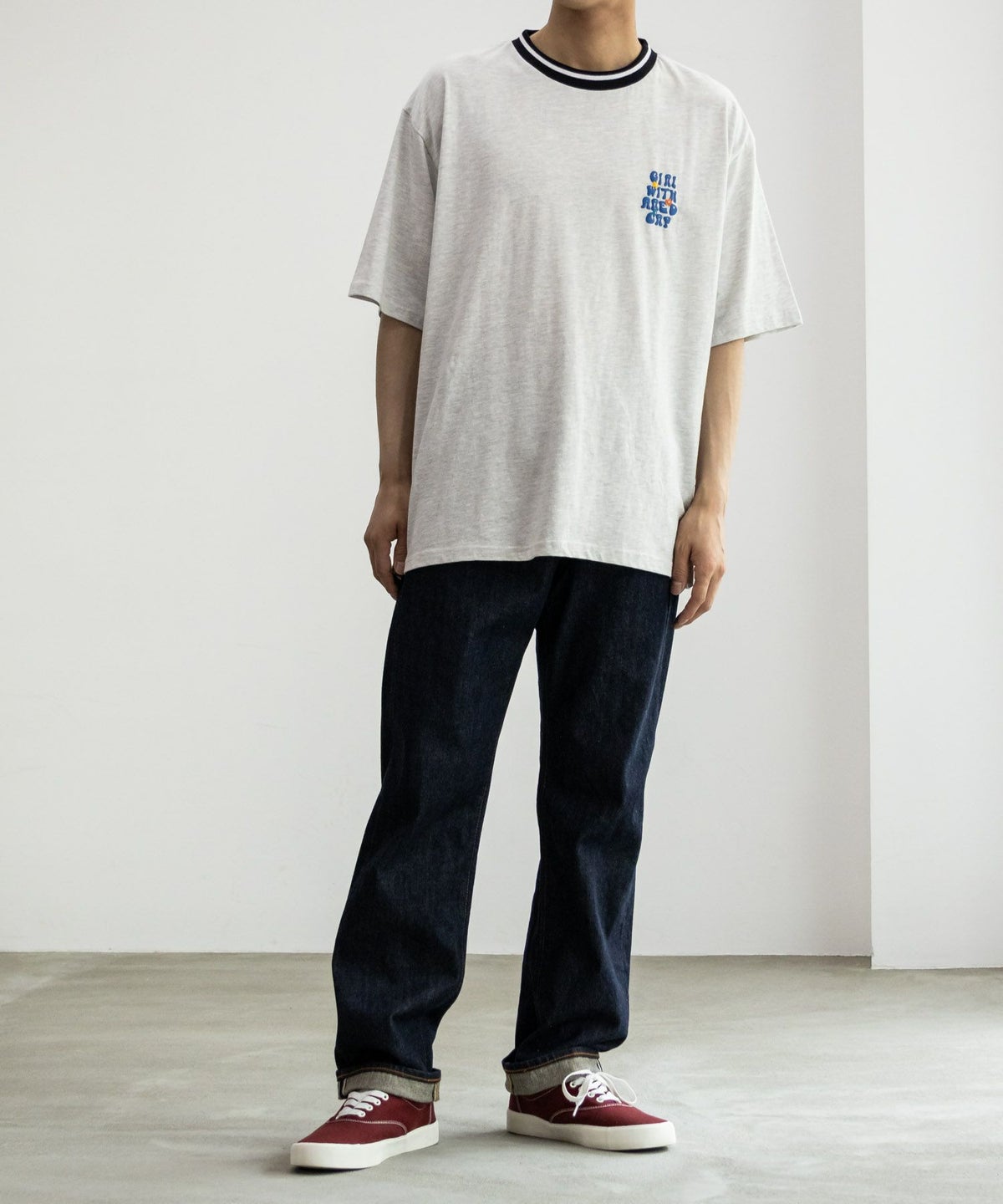 RED CAP GIRL 発泡プリントラインリブTシャツ メンズ ネコポス 対応商品