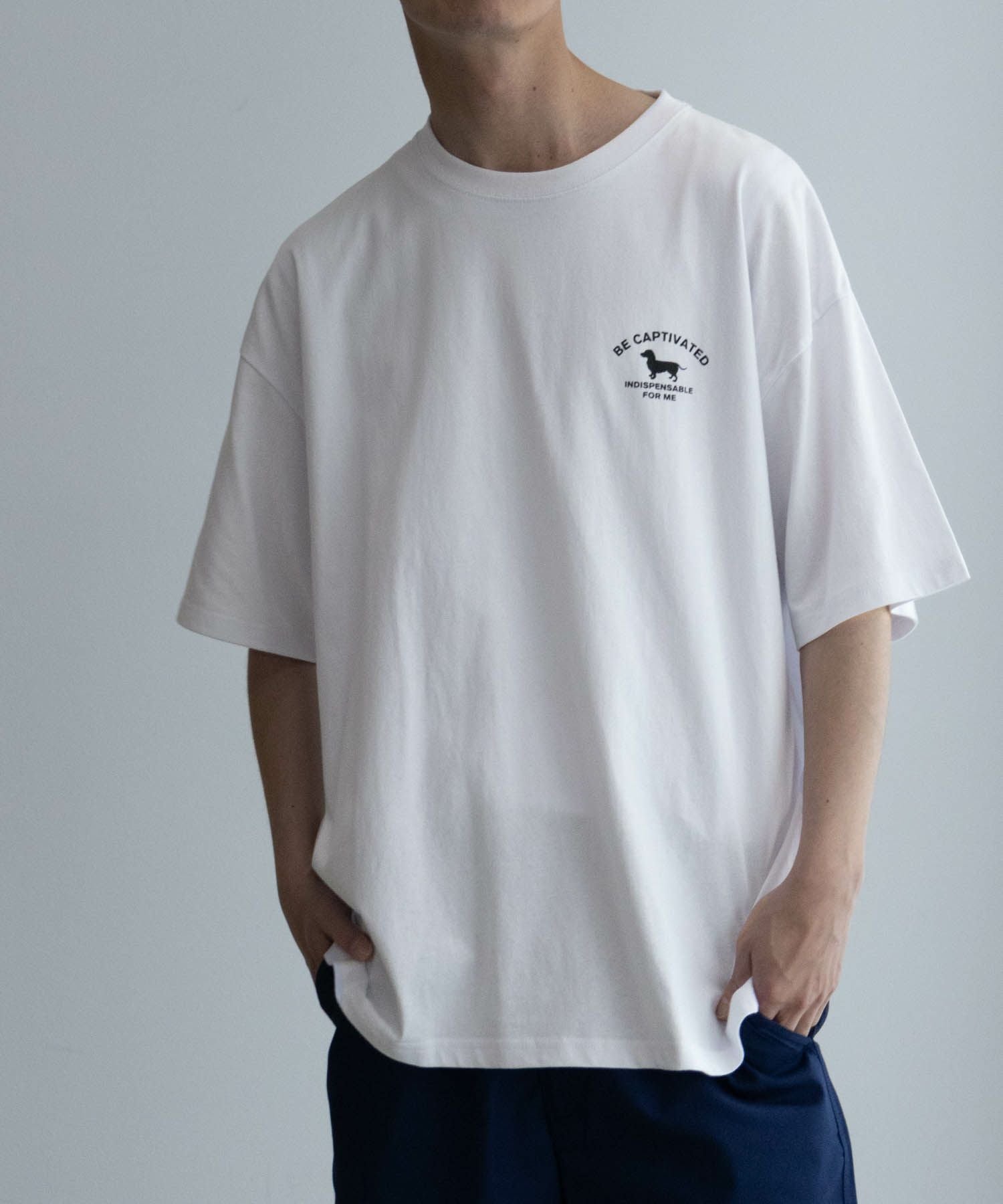 OZZY ワンポイント サガラ刺繍 クルーネック 半袖Tシャツ メンズ