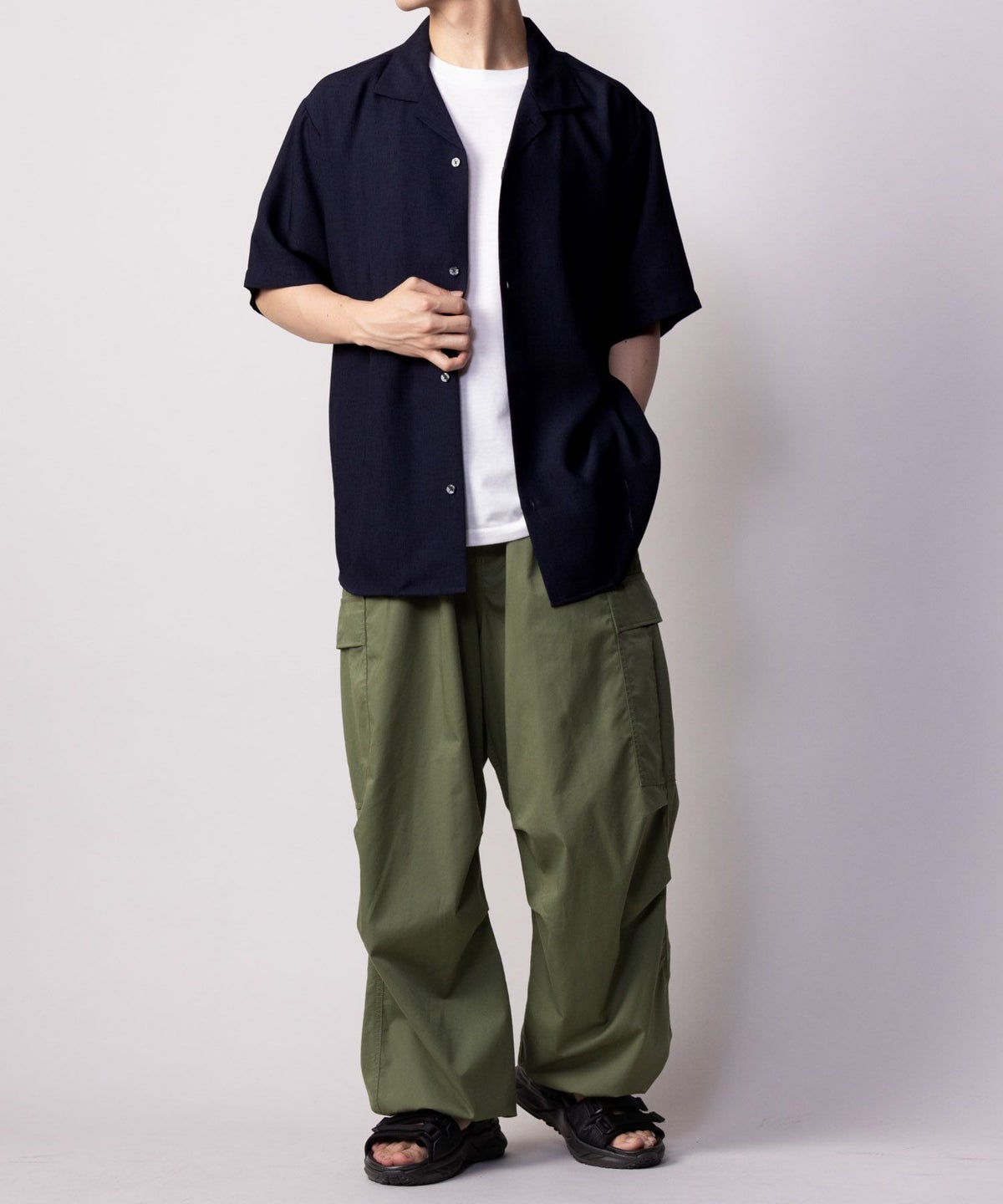 NAVY 麻調シャツ アンサンブル メンズ