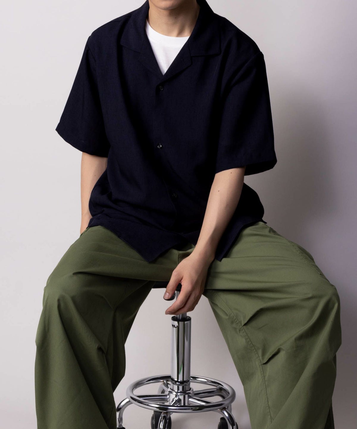 NAVY 麻調シャツ アンサンブル メンズ