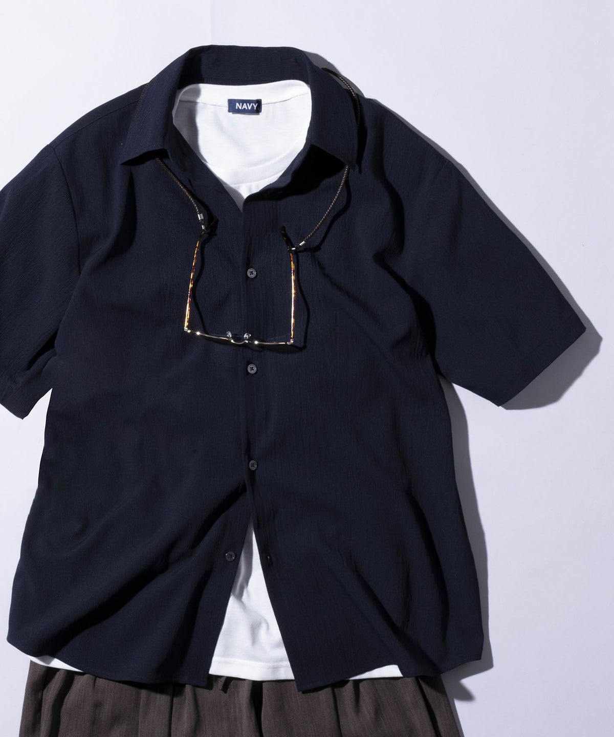 NAVY 楊柳シャツ アンサンブル メンズ