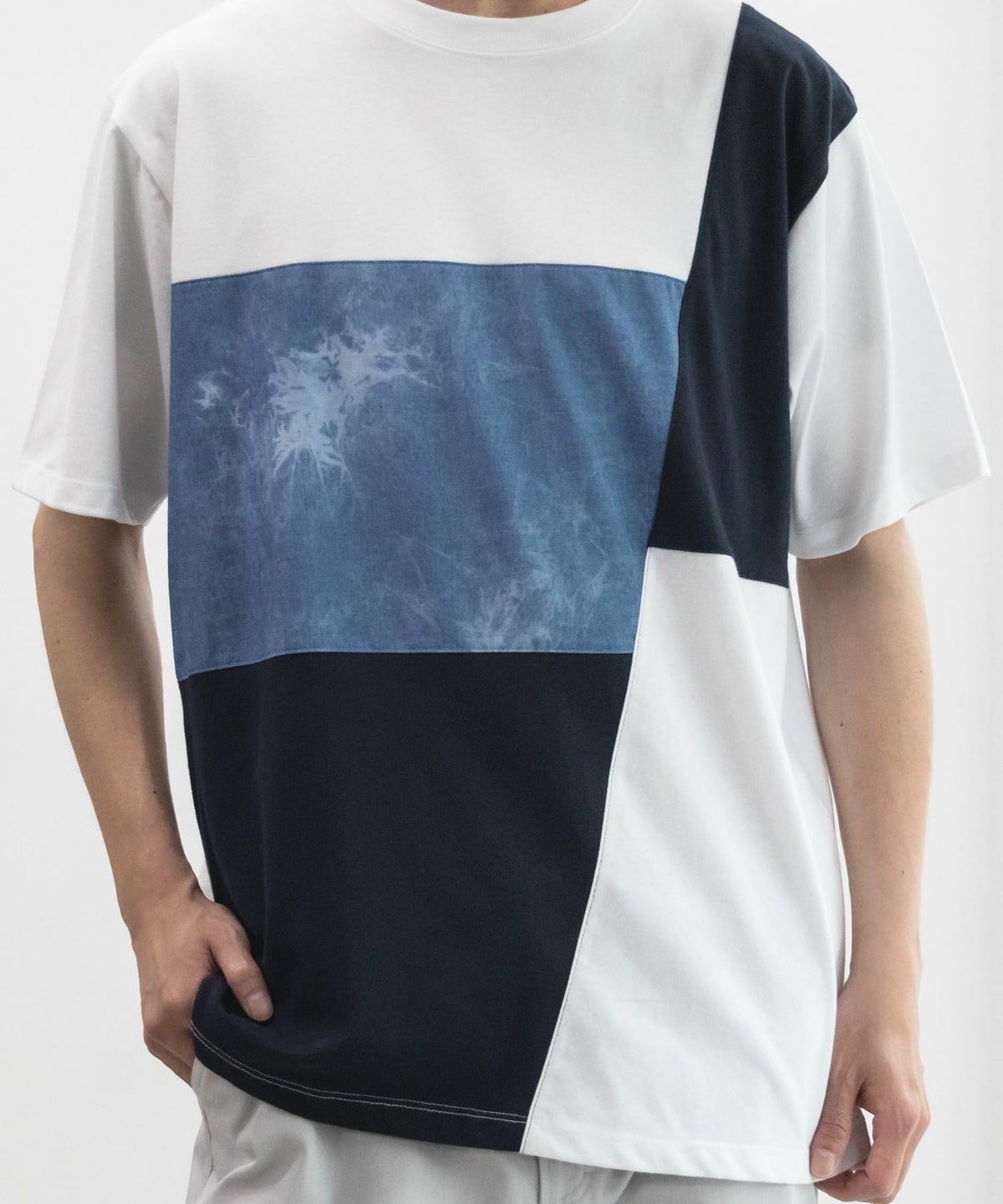 NAVY SARARI ブロック切替え半袖Ｔシャツ メンズ ネコポス 対応商品