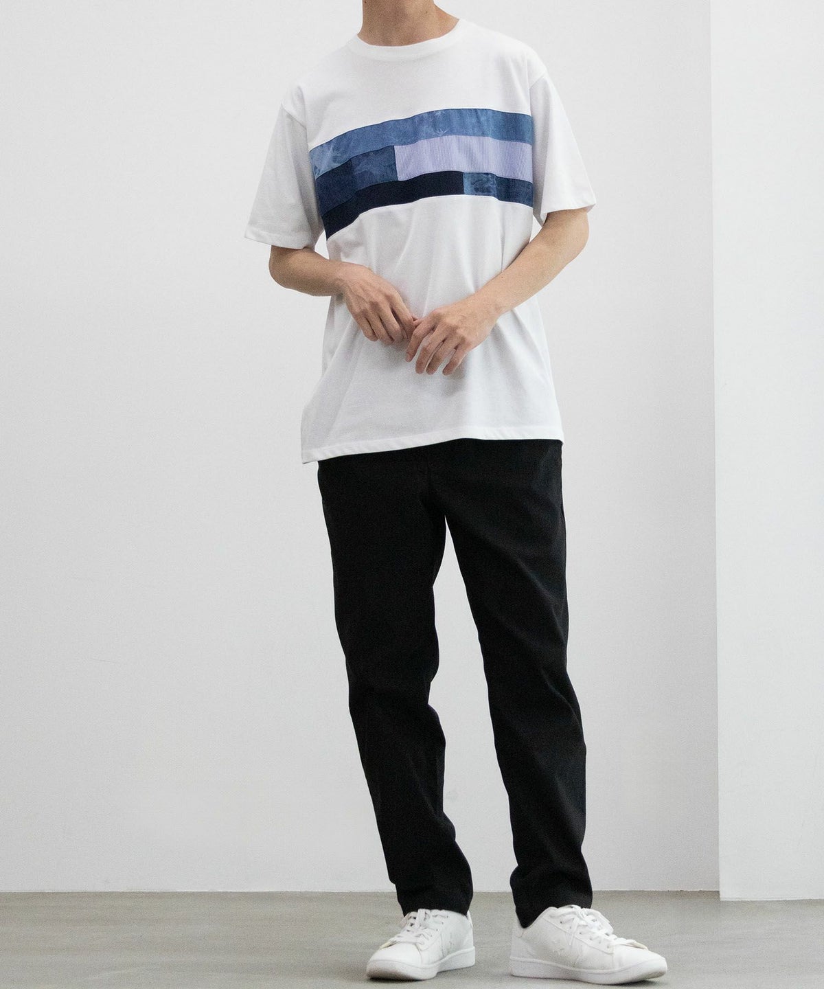 NAVY SARARI パネル切替えＴシャツ メンズ ネコポス 対応商品