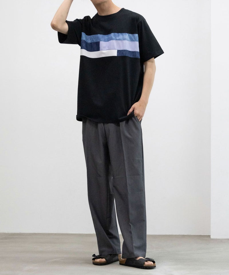 NAVY SARARI パネル切替えTシャツ メンズ メール便 対応商品商品画像-5