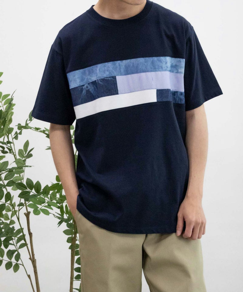 NAVY SARARI パネル切替えTシャツ メンズ メール便 対応商品商品画像-16