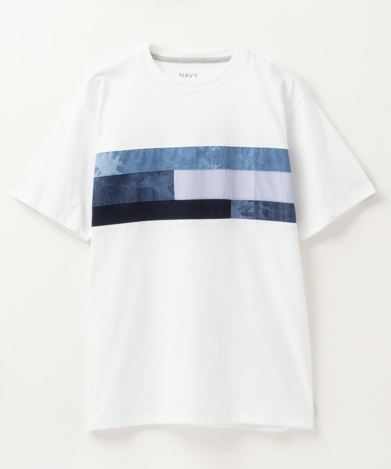 NAVY SARARI パネル切替えTシャツ メンズ メール便 対応商品商品画像-18