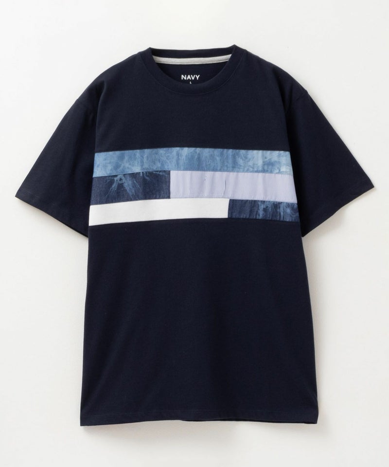 NAVY SARARI パネル切替えTシャツ メンズ メール便 対応商品商品画像-22
