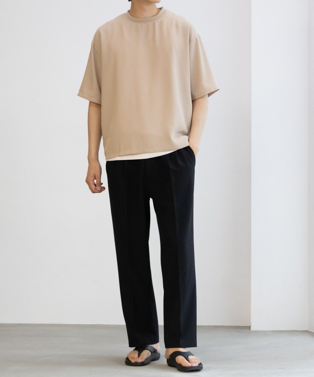 NAVY 麻調クルーネックアンサンブル メンズ