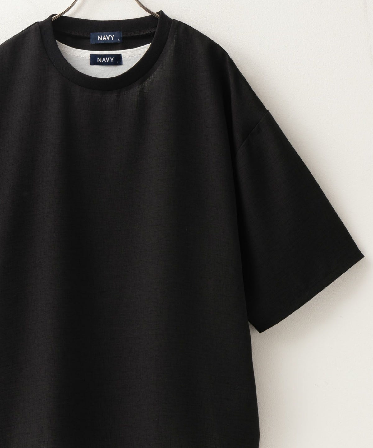 NAVY 麻調クルーネックアンサンブル メンズ