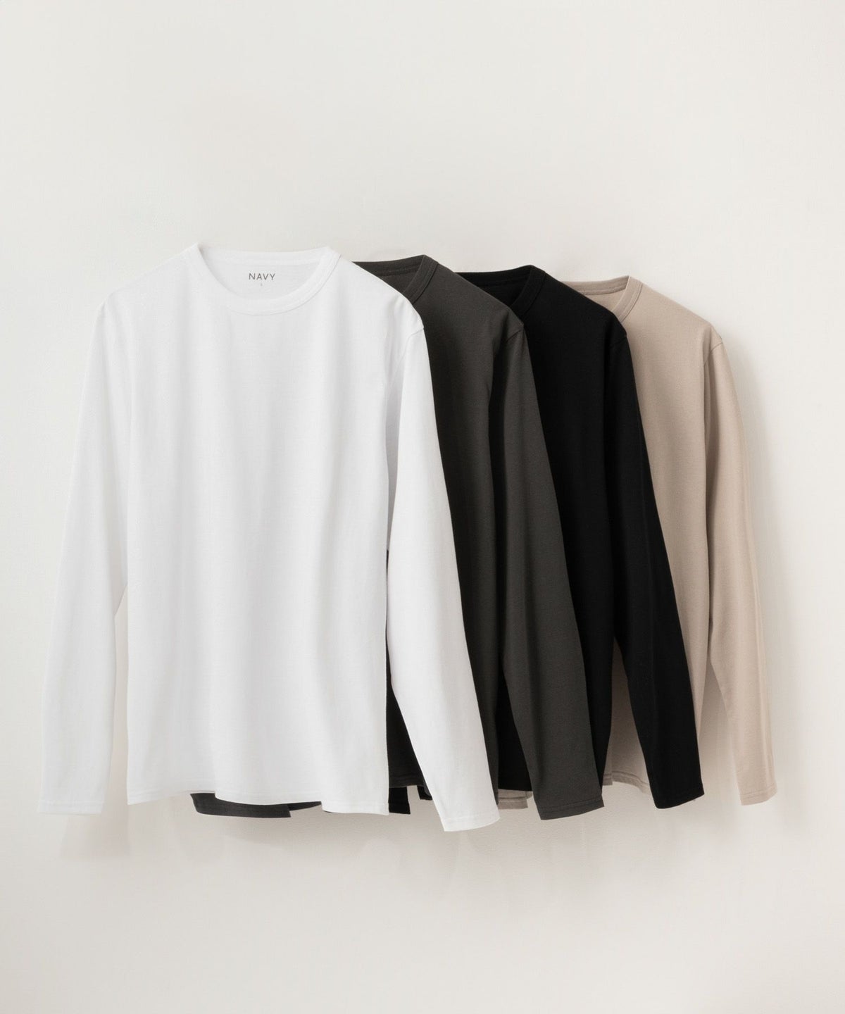 NAVY 天竺クルーネック長袖Tシャツ メンズ