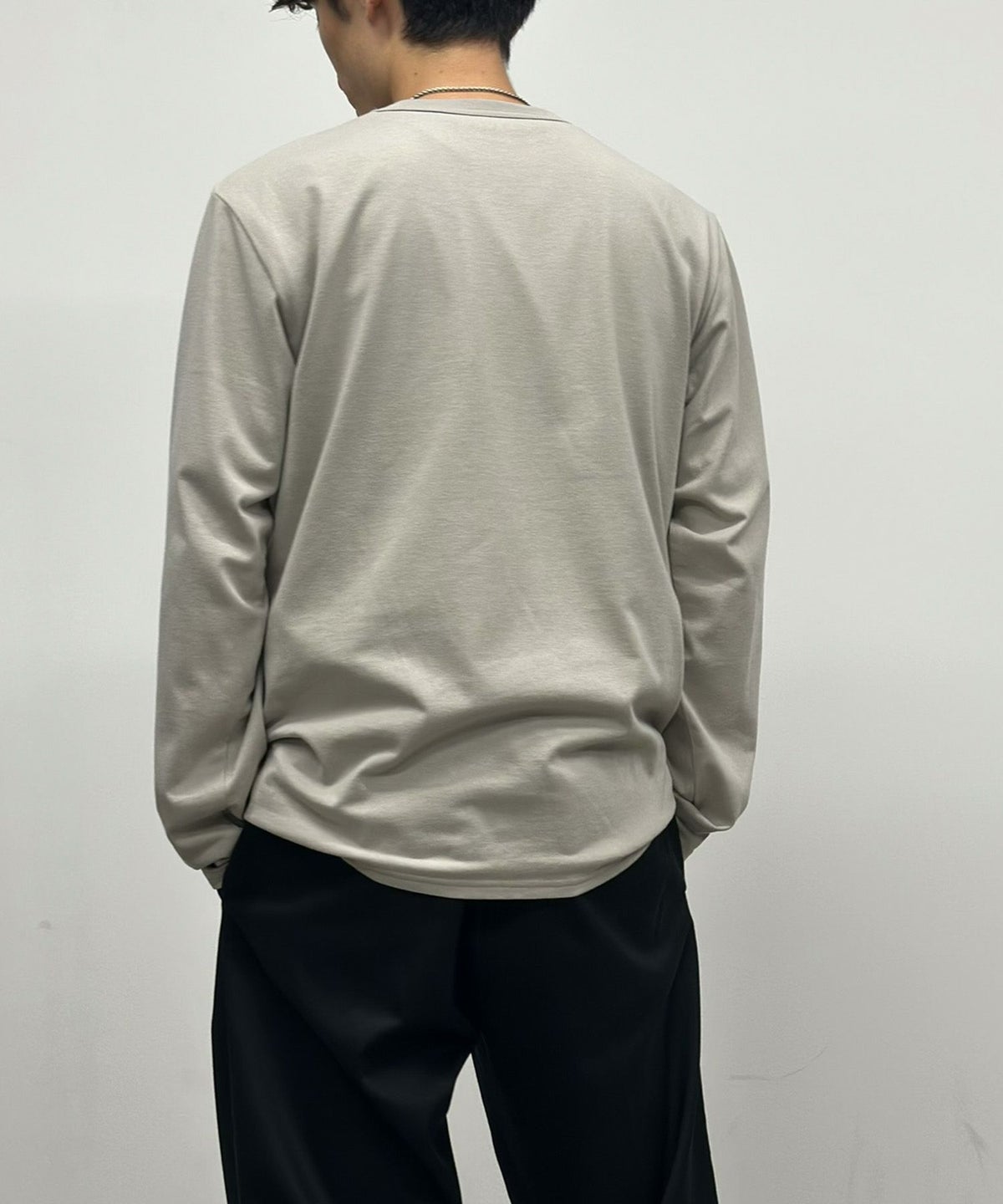 NAVY 天竺クルーネック長袖Tシャツ メンズ