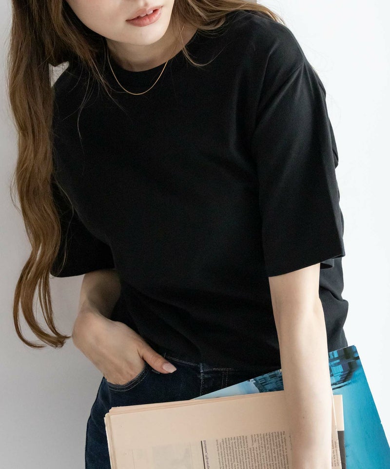 NAVY 抗菌加工 ベーシッククルーTシャツ レディース メール便 対応商品商品画像-16