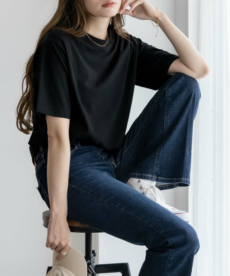 NAVY 抗菌加工 ベーシッククルーTシャツ レディース メール便 対応商品商品画像-17