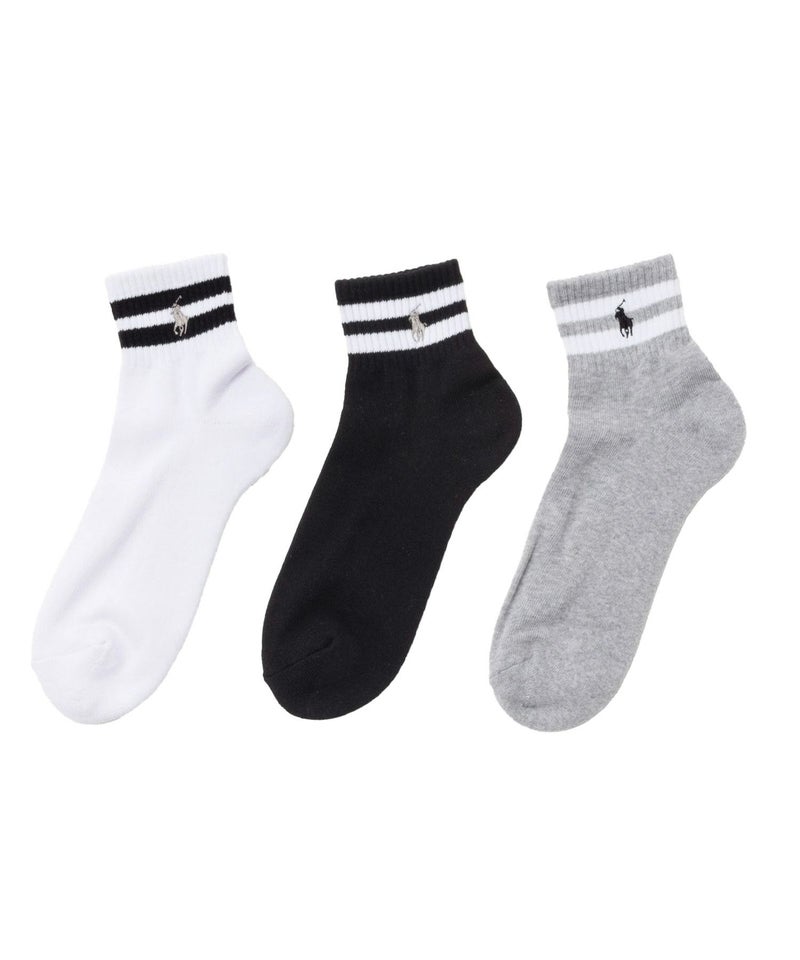 POLO RALPH LAUREN  クォーターソックス ライン 3足組 メンズ商品画像-1