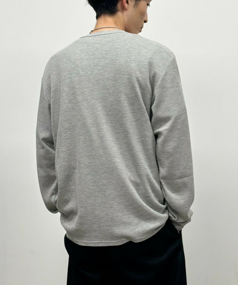 NAVY ワッフルクルーネック長袖Tシャツ メンズ商品画像-6