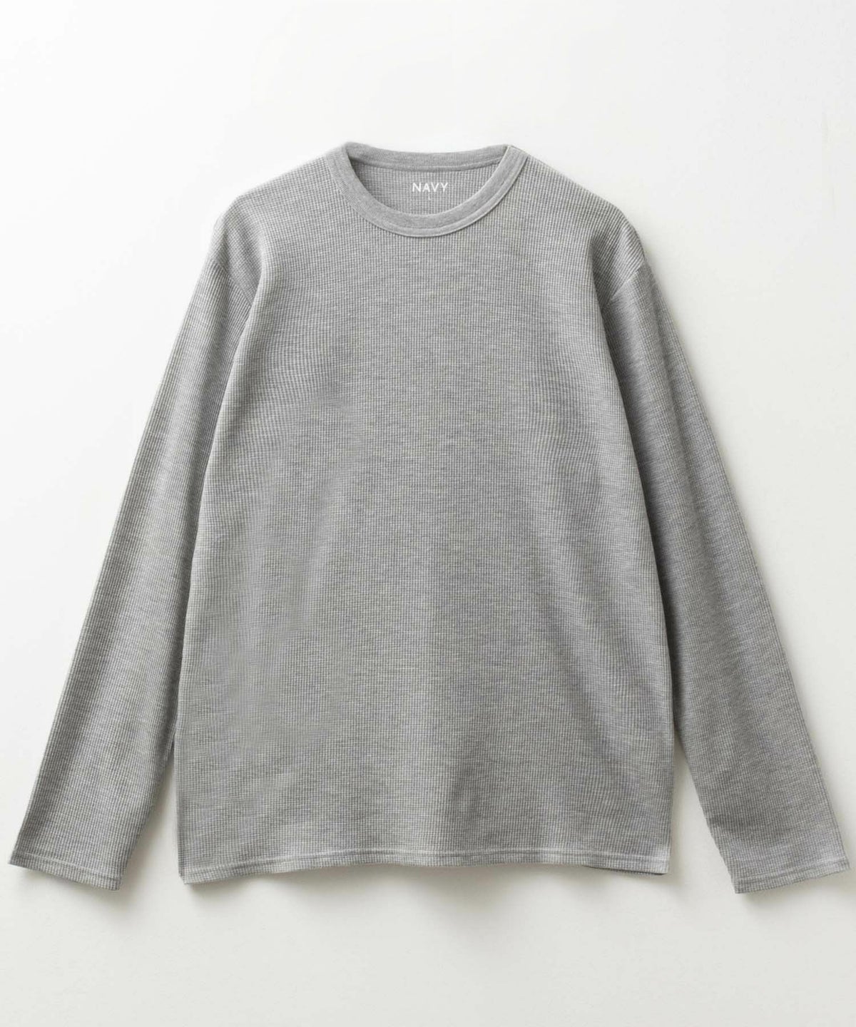 NAVY ワッフルクルーネック長袖Tシャツ メンズ