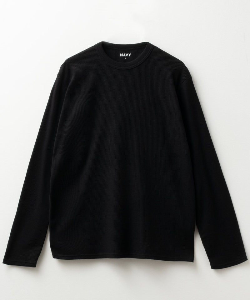 [期間限定価格]NAVY  ワッフルクルーネック長袖Tシャツ メンズ商品画像-13