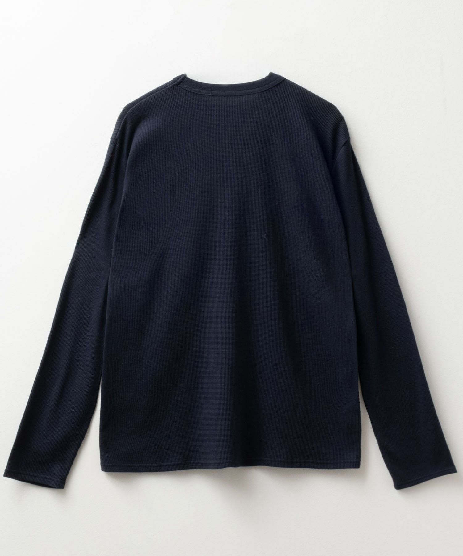 NAVY ワッフルクルーネック長袖Tシャツ メンズ