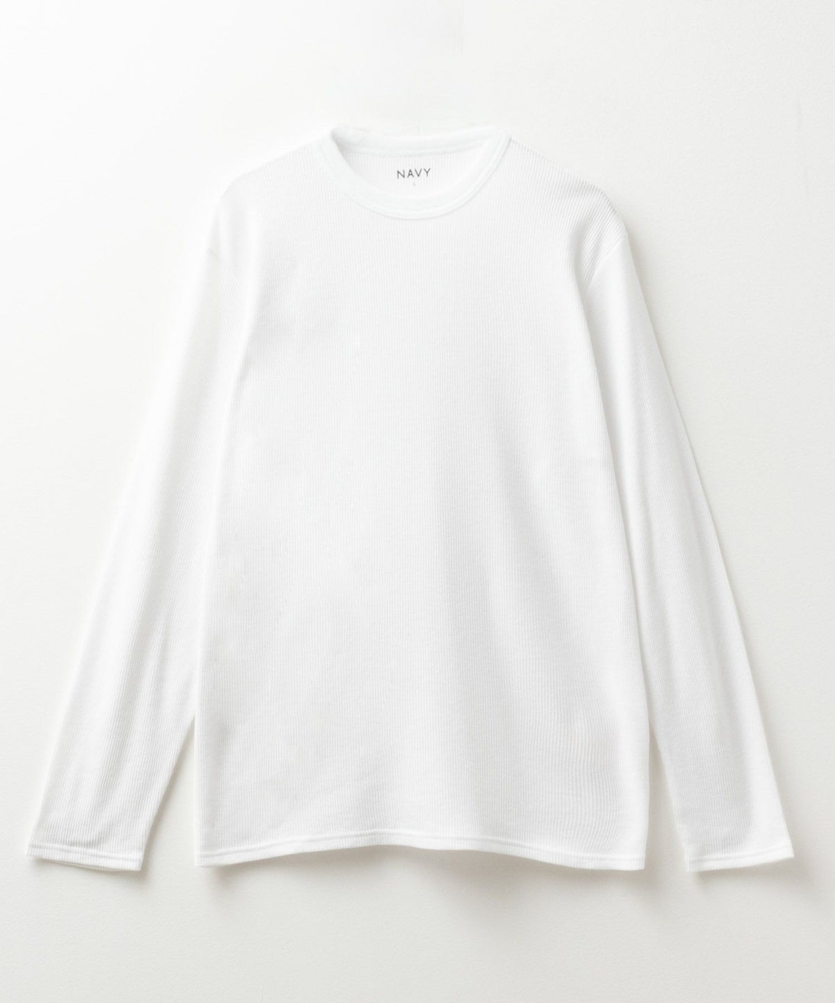 NAVY ワッフルクルーネック長袖Tシャツ メンズ