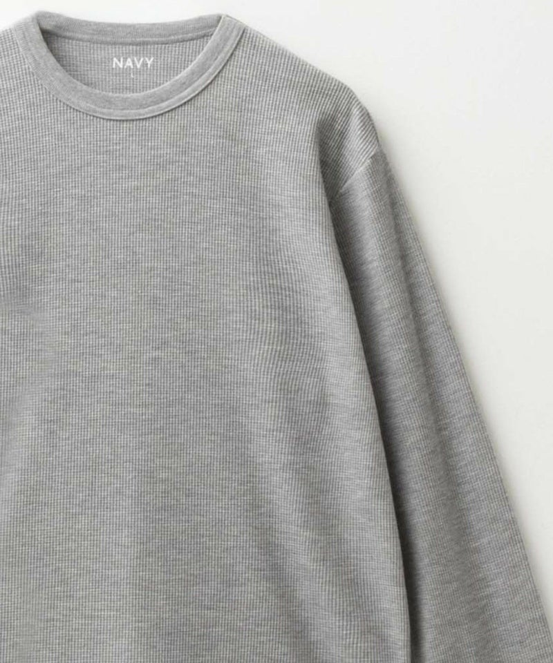 [期間限定価格]NAVY  ワッフルクルーネック長袖Tシャツ メンズ商品画像-19