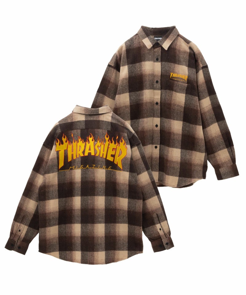 [期間限定価格]THRASHER  バック刺繍ルーズサイズネルチェックシャツ メンズ商品画像-2