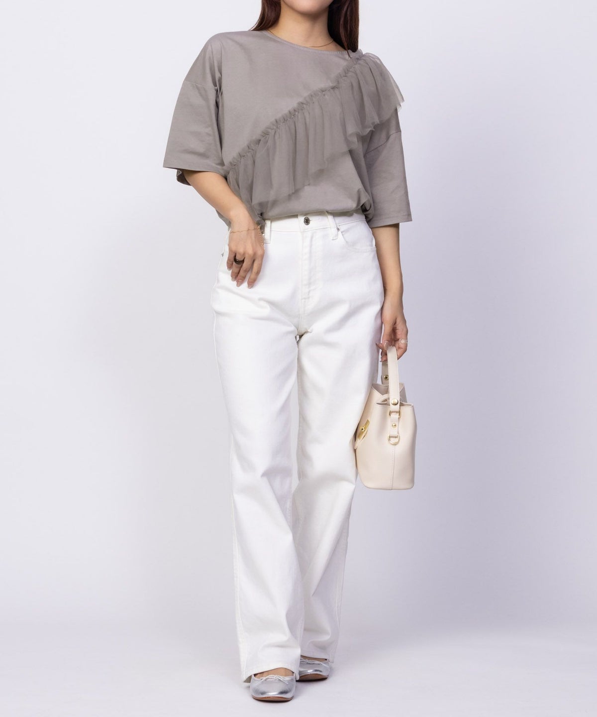 Howdy Marie 身頃チュール5分袖Tシャツ レディース ネコポス 対応商品