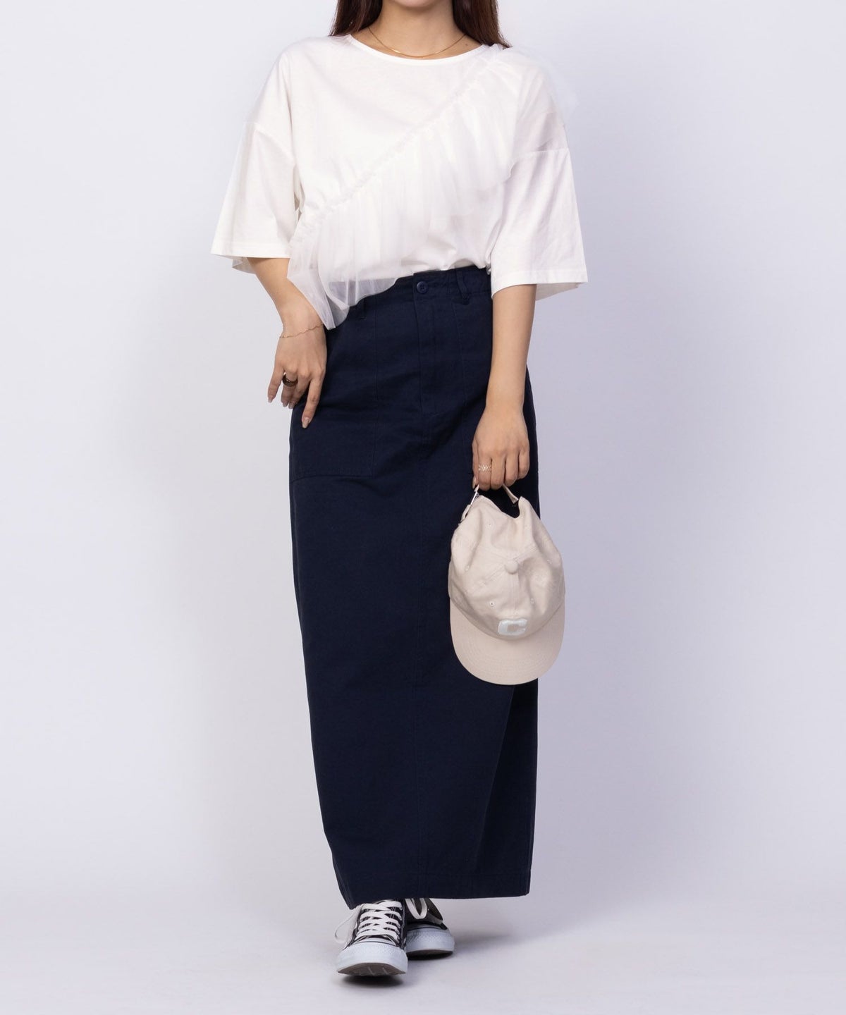 Howdy Marie 身頃チュール5分袖Tシャツ レディース ネコポス 対応商品