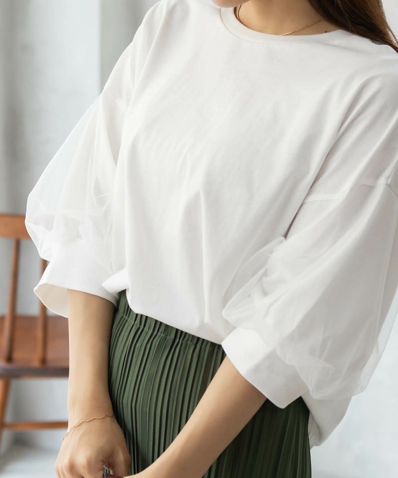 Howdy Marie  袖チュール5分袖Tシャツ レディース メール便 対応商品商品画像-16