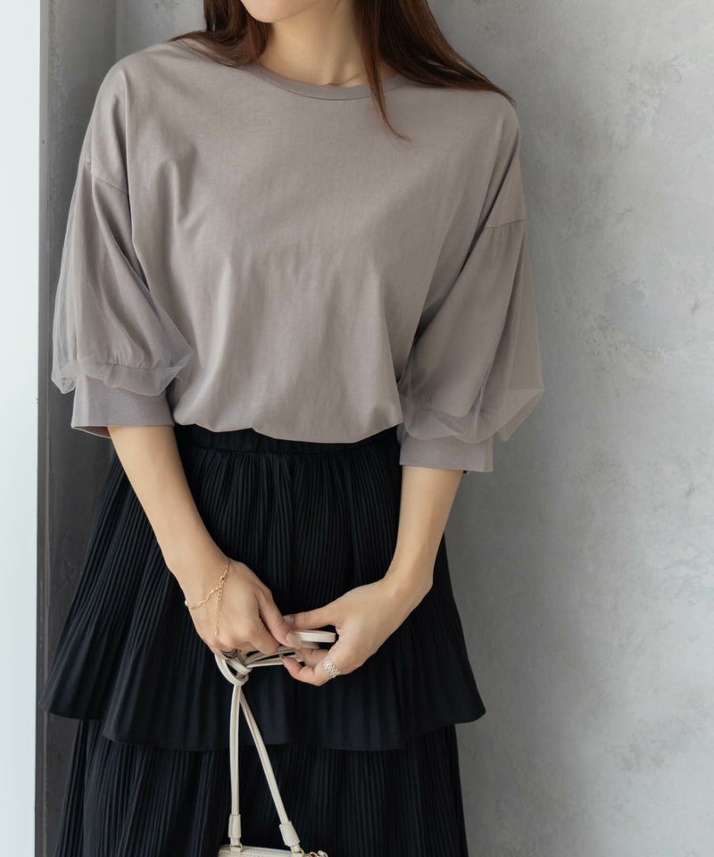 Howdy Marie  袖チュール5分袖Tシャツ レディース メール便 対応商品商品画像-20